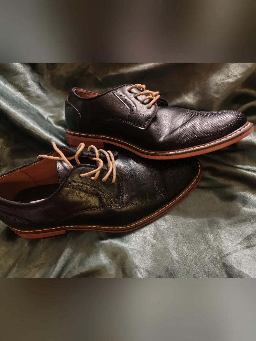 Madden Mens Size 8.5 Black Textured Leather Lace Up Derby Oxfords OrthoLite